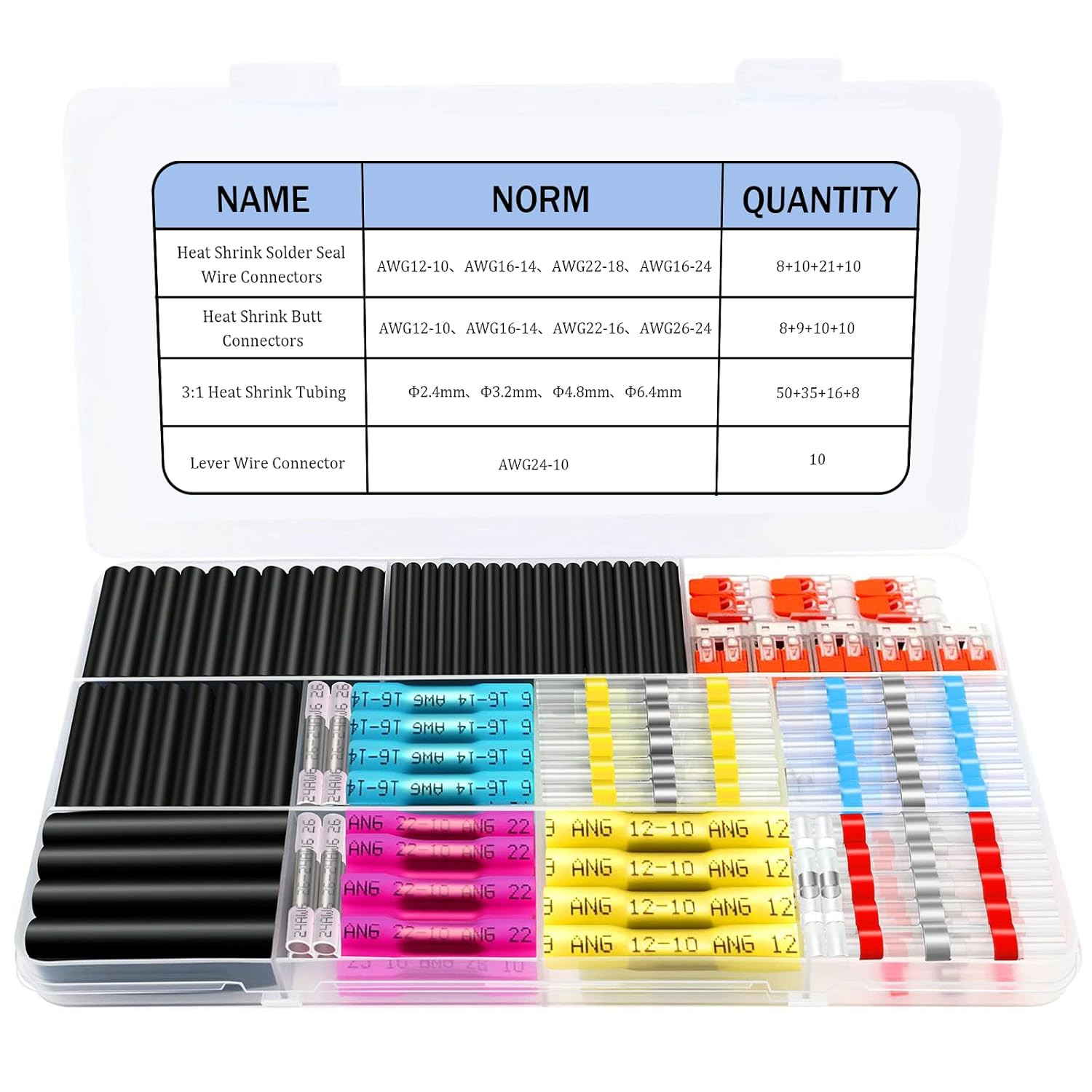 200Pcs Wire Connectors Kit with Heat Shrink Solder Seal Wire Connectors, Heat Sh