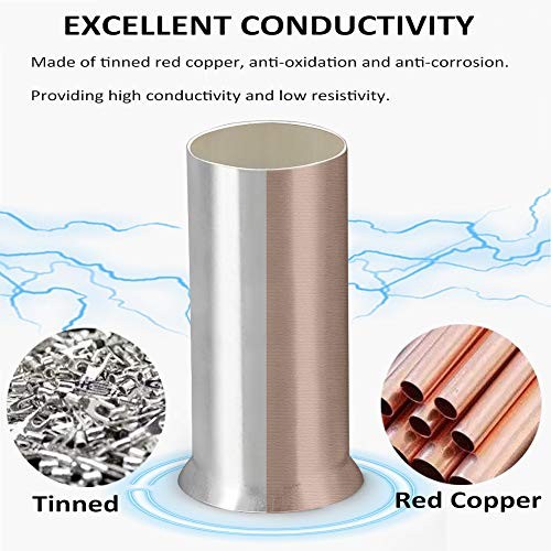 50 Pcs AWG 1/0 Copper Wire Ferrules Non-Insulated Crimp Terminals EN50-20