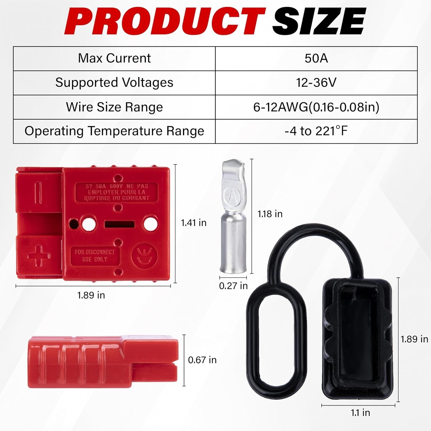 50 Amp Anderson Connector Set – Quick Disconnect for 6-12 Gauge Cables, 4 Pack