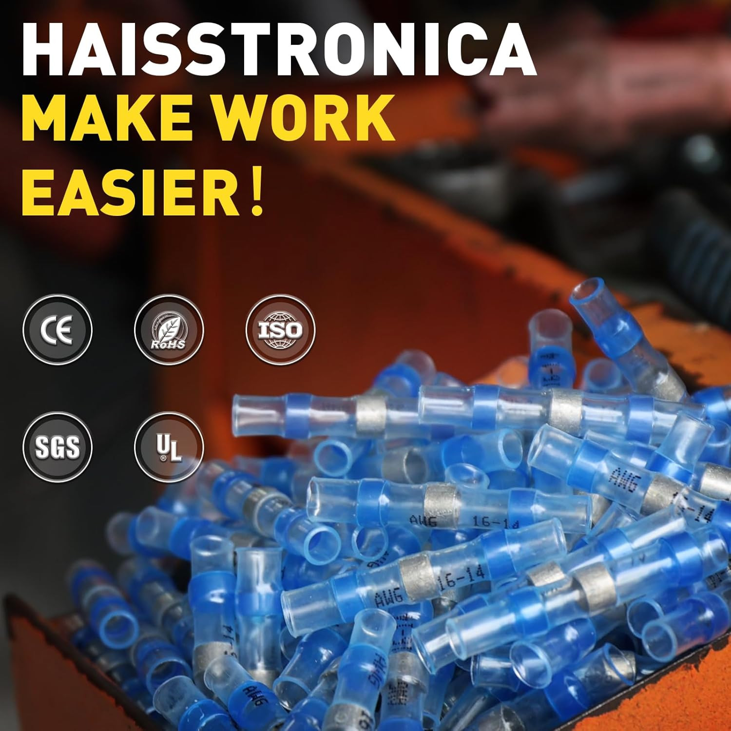 Haisstronica 120PCS Solder Seal Wire Connectors, Marine Grade Heat Shrink Butt S