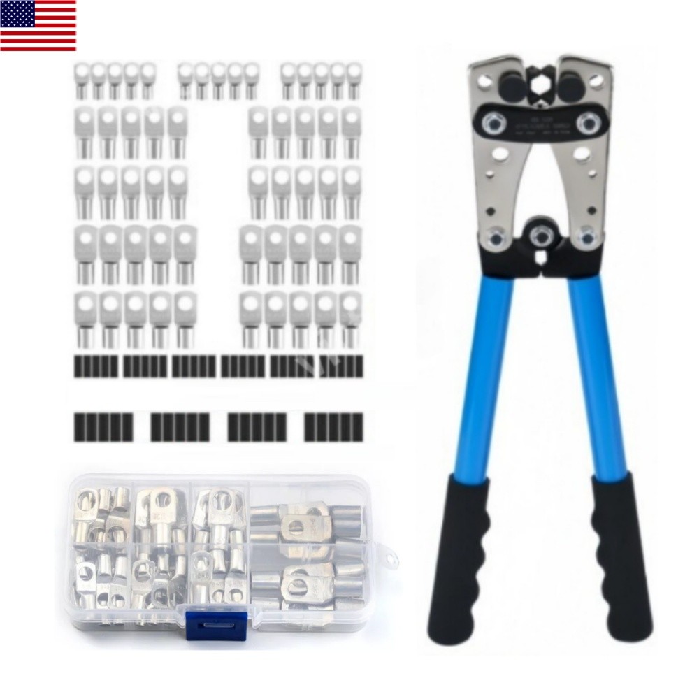 140PCS Copper Wire Ring Terminal Lug Bare SC Battery Welding Crimp Connector Set