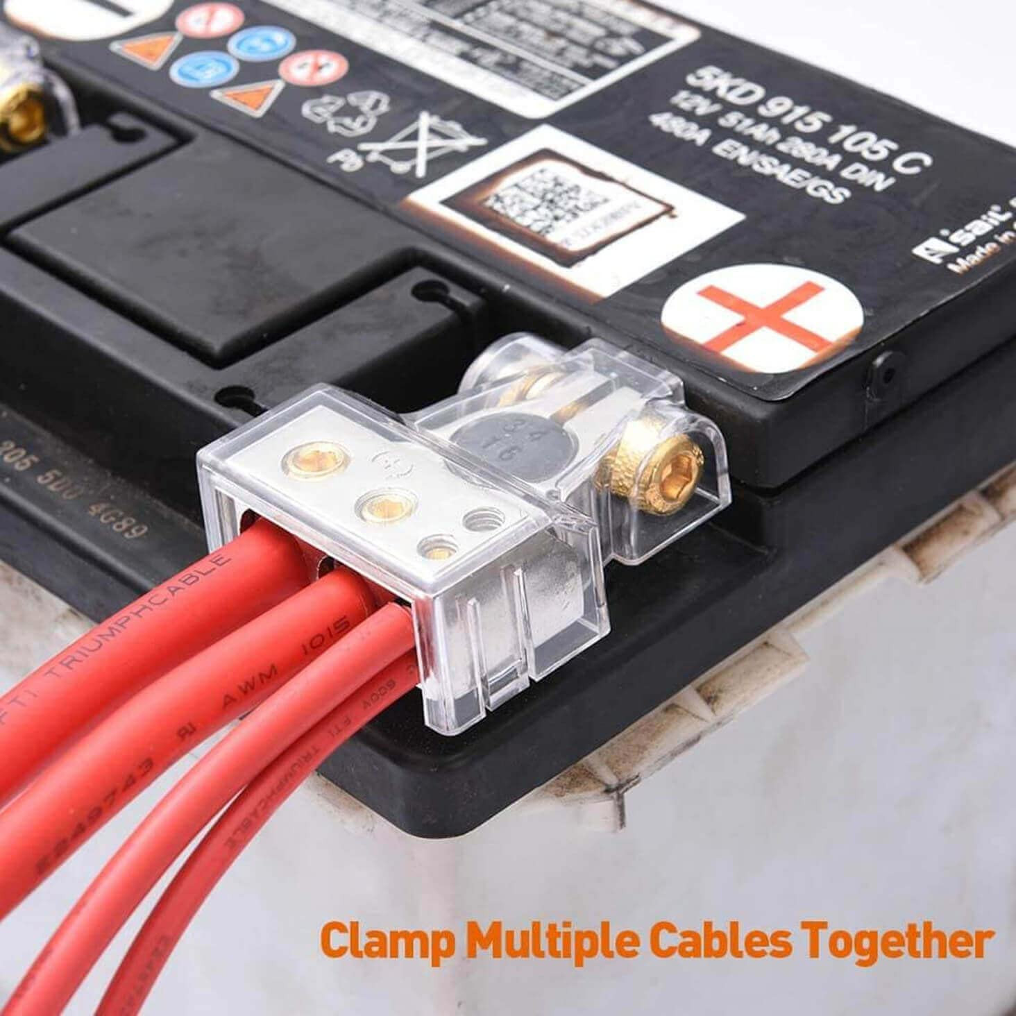 Heavy Duty Car Battery Connectors, 0/2/4/6/8/10 AWG, Top Post Multiple Battery