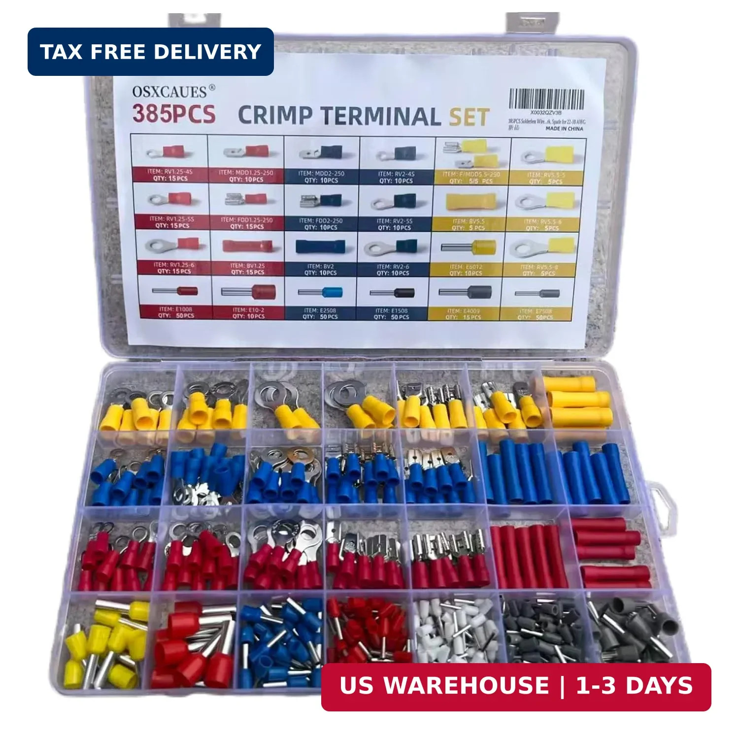 385PCS Solderless Wire connectors kit, Electrical Connector kit, Electrical Term