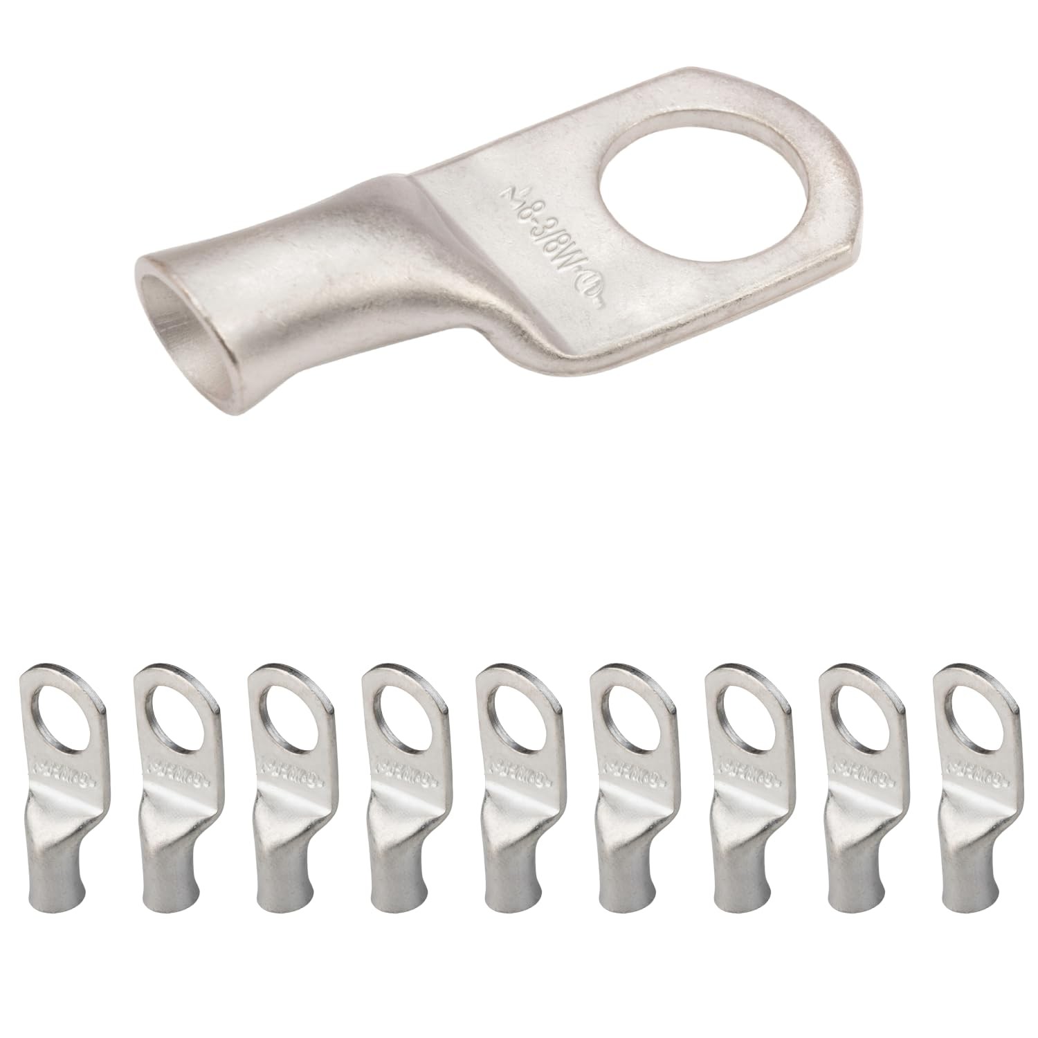 SELTERM 10pcs 8 AWG-3/8 Stud Marine Grade Tinned Copper Wire Battery Lugs