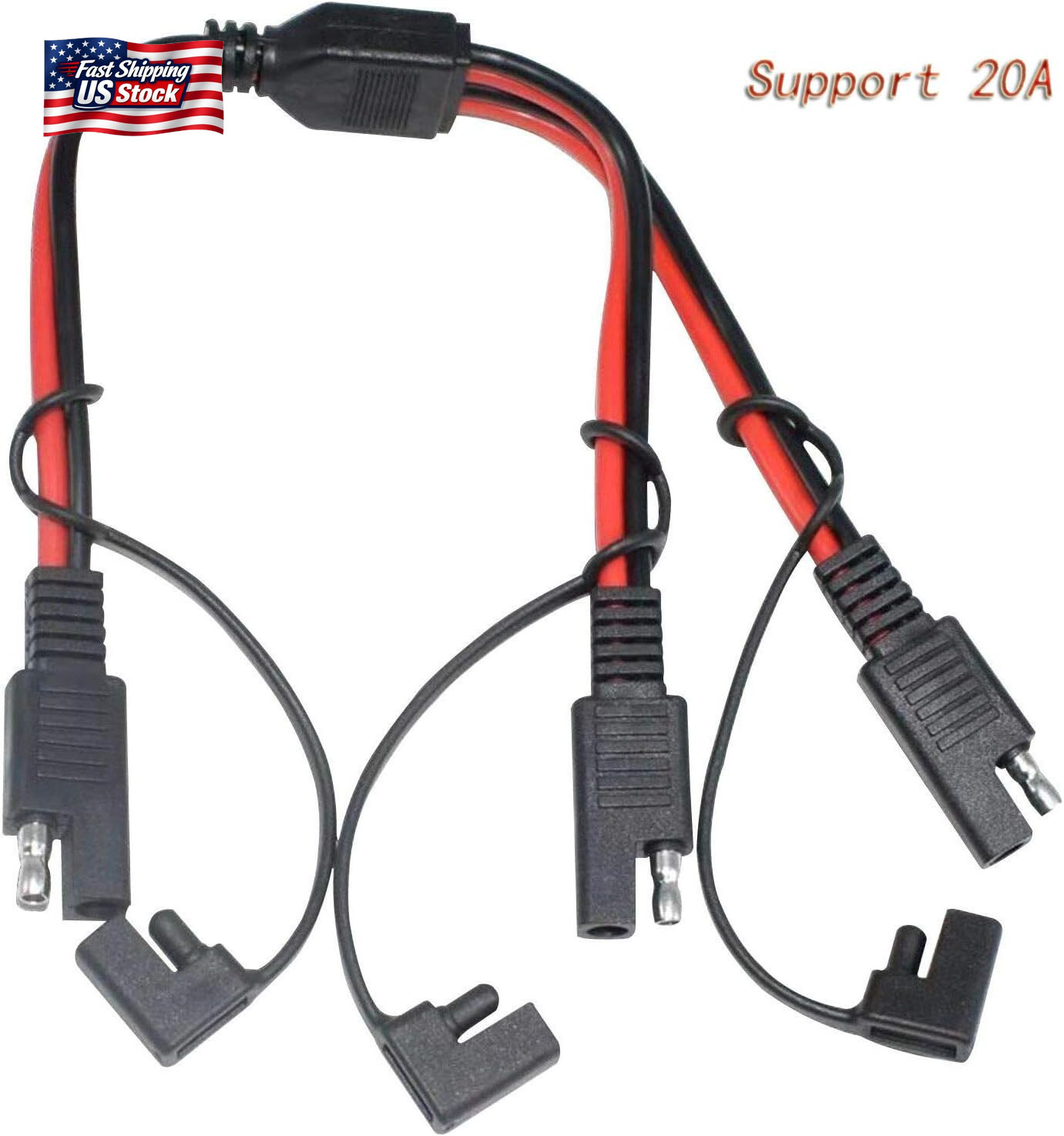 14AWG SAE DC Power Automotive Connector Cable Y Splitter 1 to 2 SAE Extension Ca