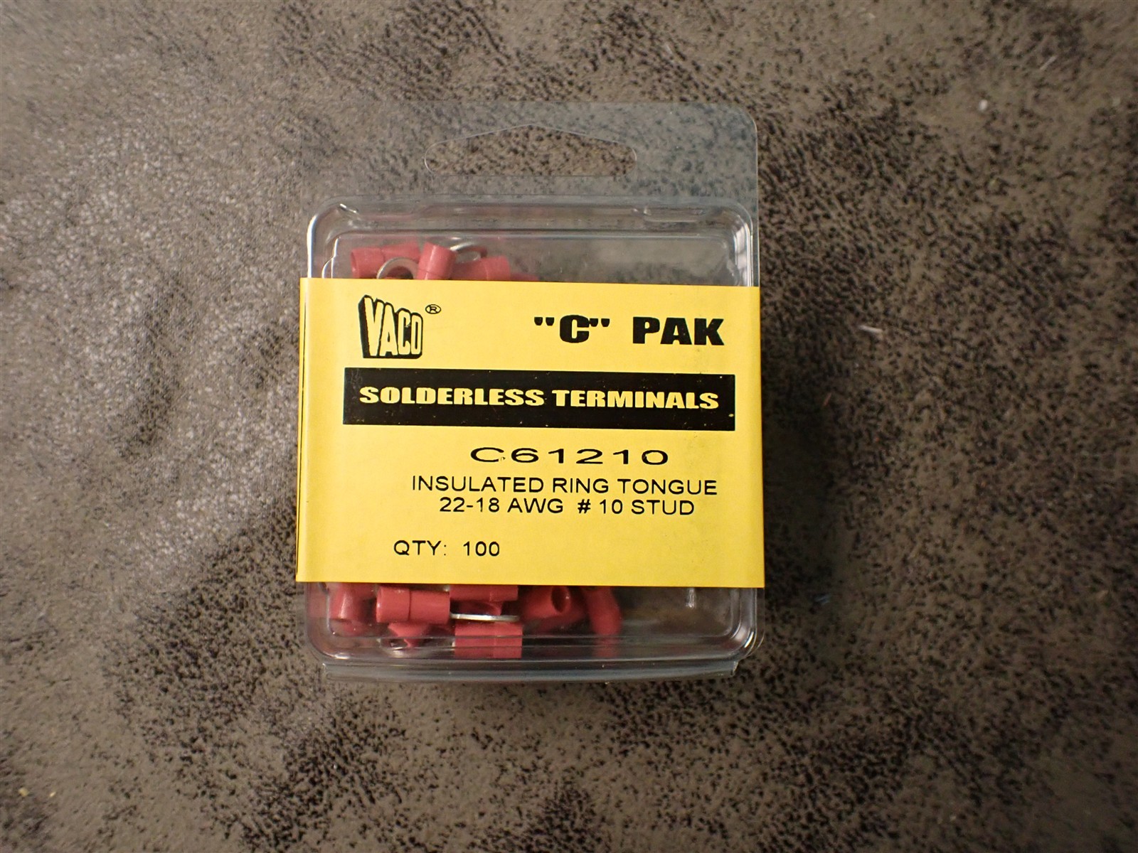 Klein/Vaco C61210 Insulated Ring Terminals 22-18 AWG, 5-100 Packs 500 Total G131