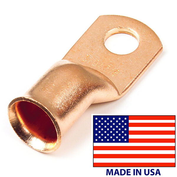 (10) Battery Cable 4/0 AWG Copper Lug Ring Terminal 3/8″ Stud Connector End USA
