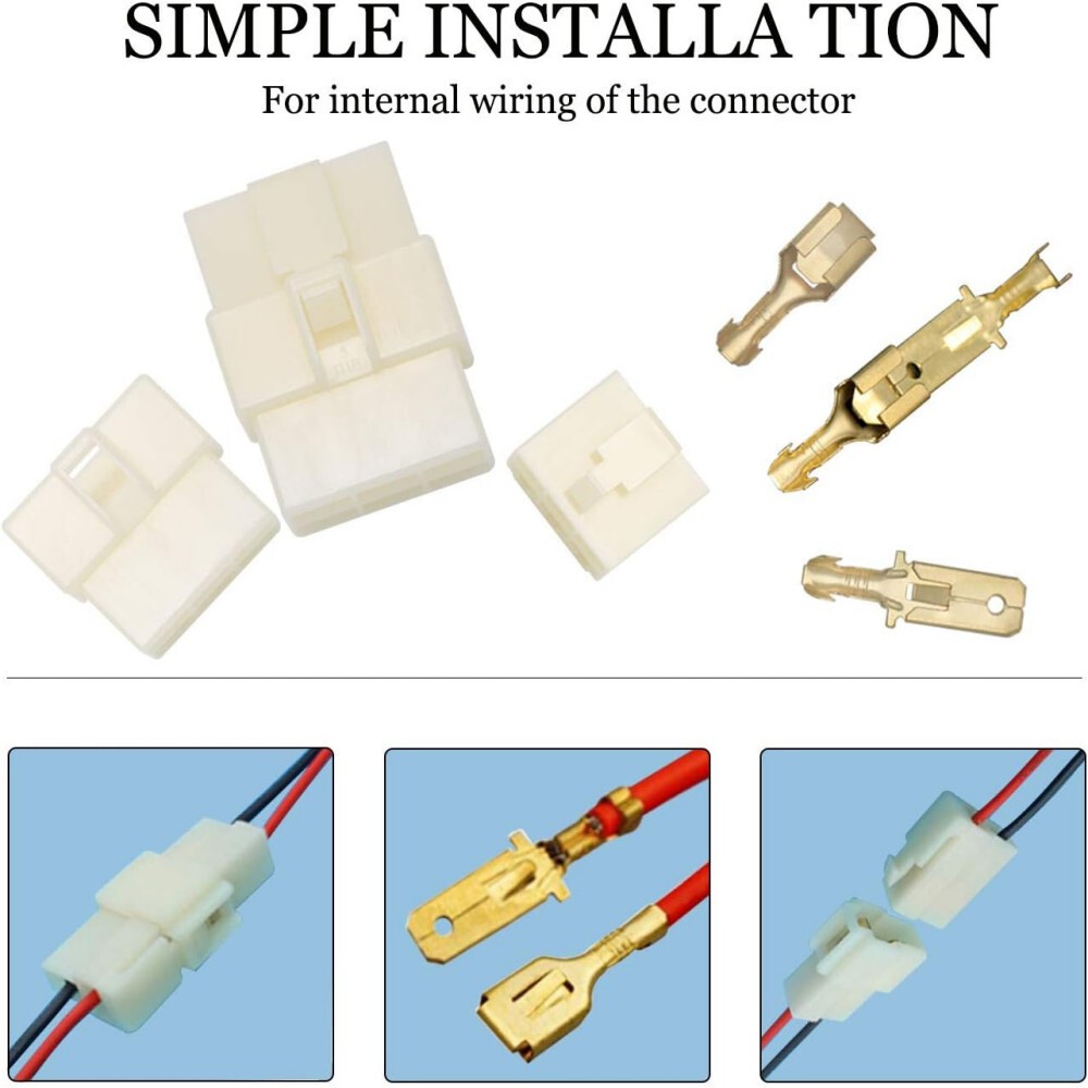 6.3mm Spade Terminals 1/2/3/4/6/8 Pin Way Plug Car Electrical Wiring Connectors