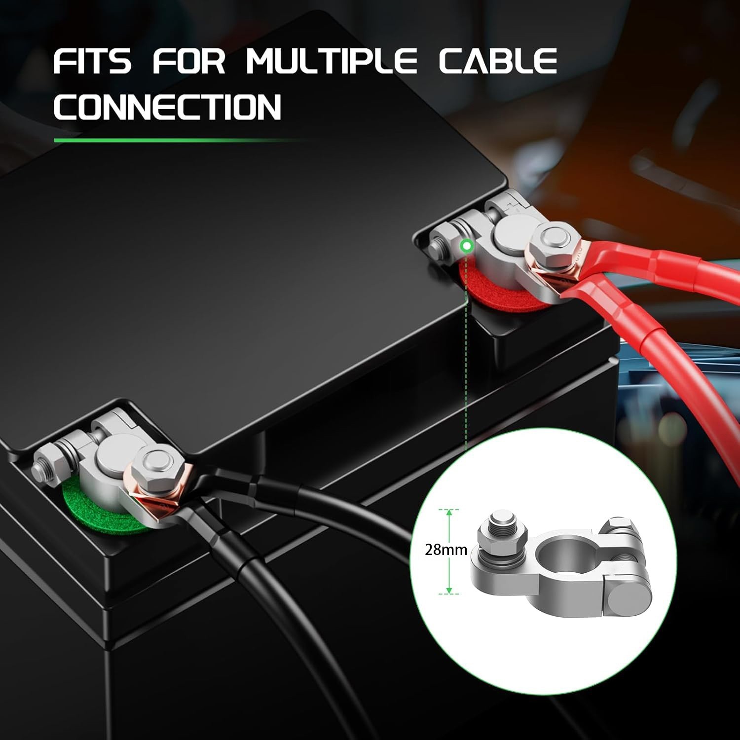 Battery Terminal Connectors Kit Heavy Duty Positive Negative for Auto Car Marine