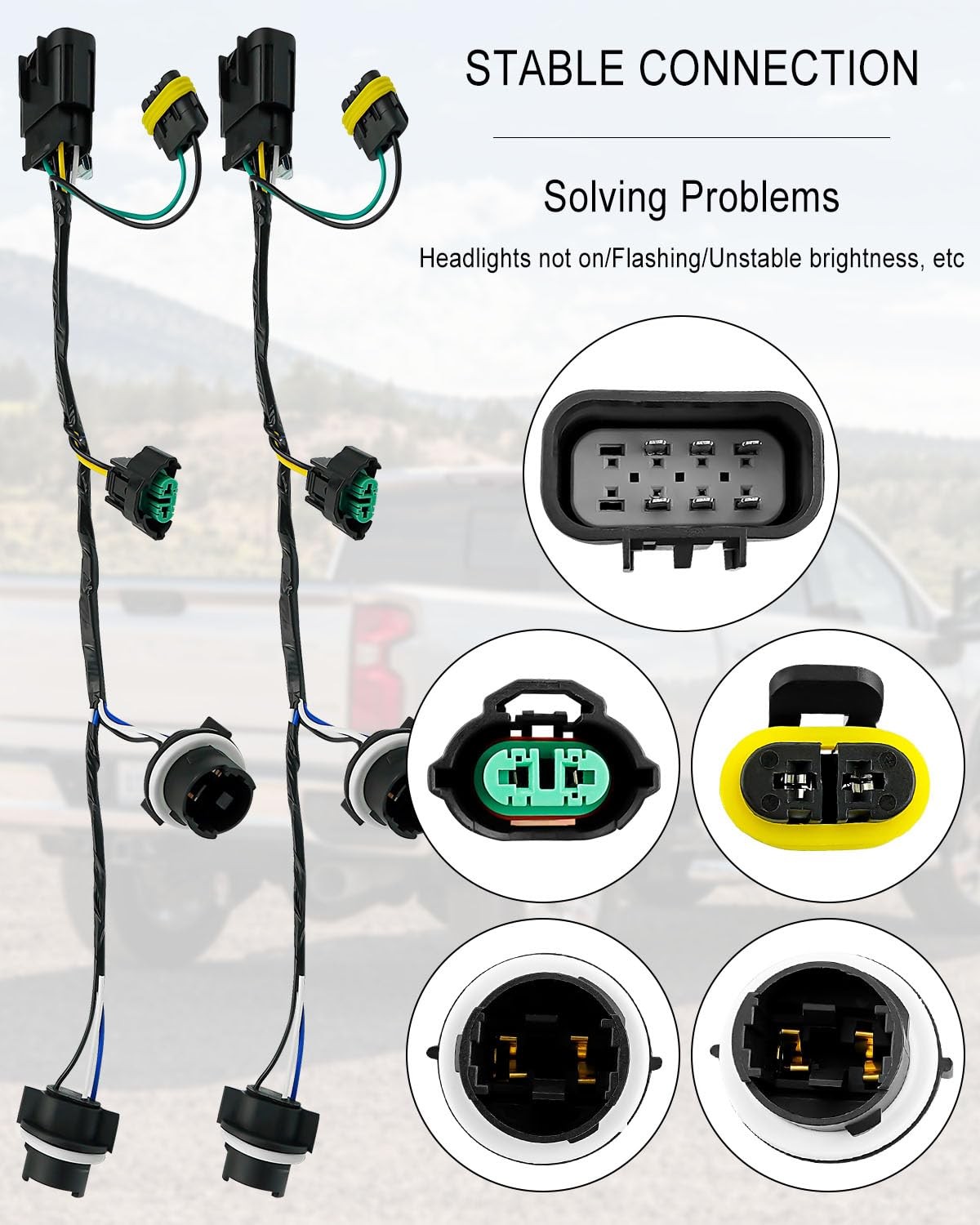 Front Right and Left Headlight Wiring Harness Fit for Chevrolet Silverado GMC..