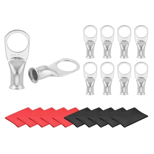 10 Pcs Battery Cable Ends Tubular Ring Terminals Closed 6 AWG 1/2 Inch Silver