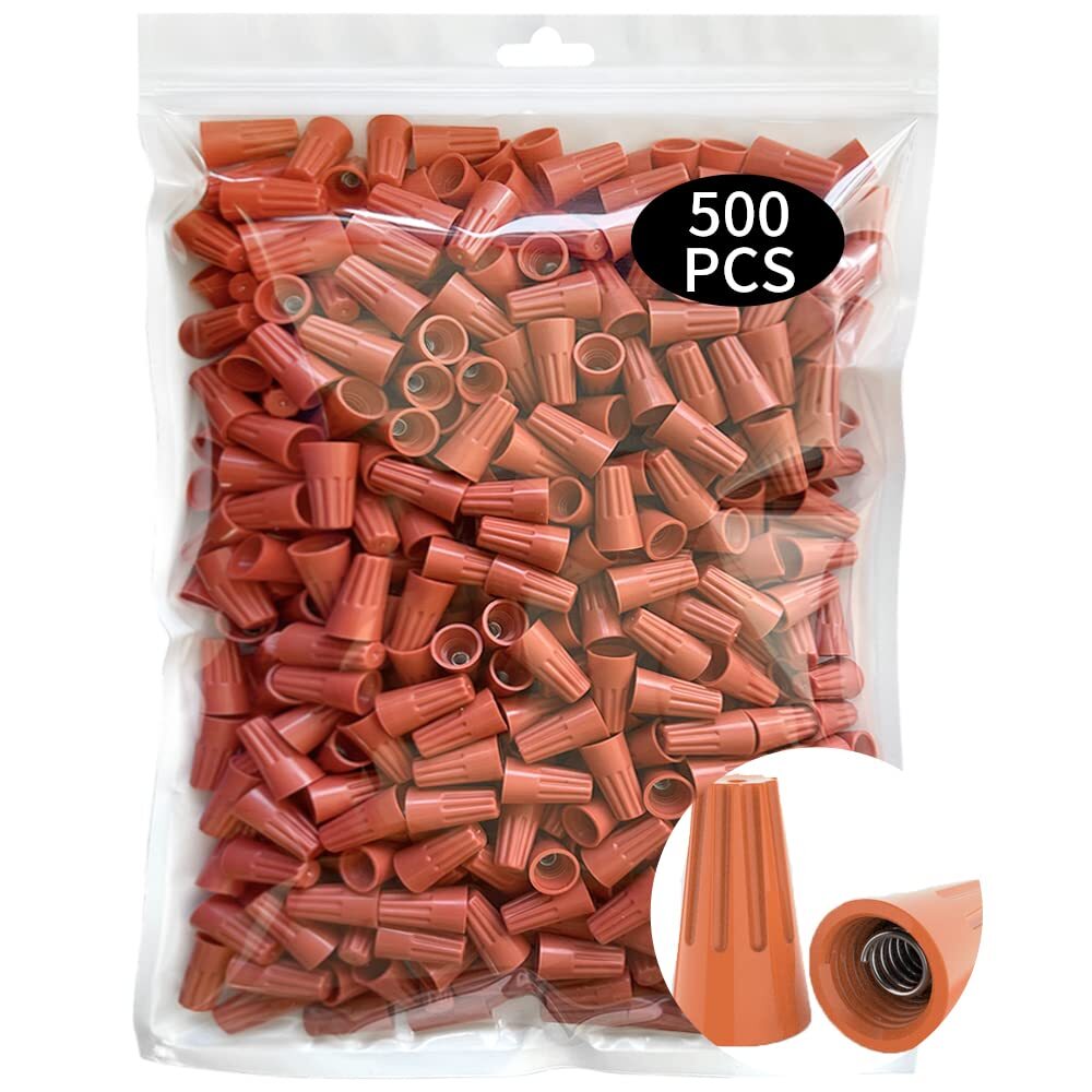 500PCS Wire Screw Terminal Caps Orange Twist-On Electric Wire Connectors Bulk