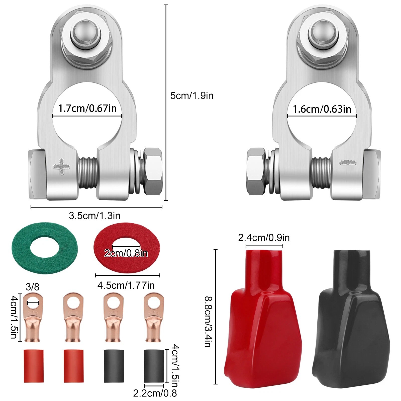 Battery Terminal Connectors Kit Heavy Duty Positive Negative for Auto Car Marine