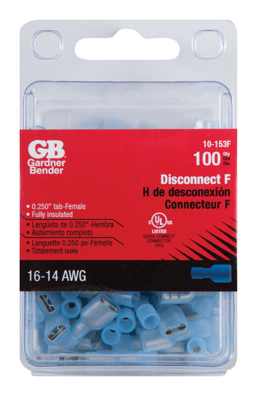 Gardner Bender 10-153F Vinyl Insulated 16 to 14 AWG Wire Female Disconnect