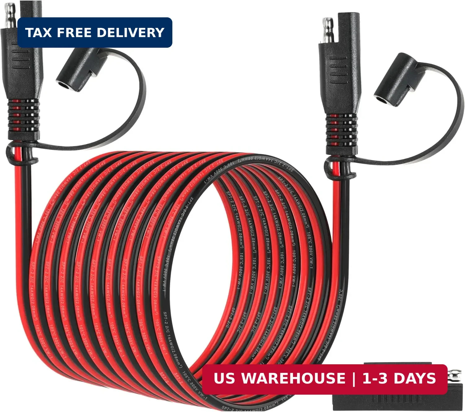 15FT 14AWG SAE Extension Cable, 14 AWG SAE Quick Disconnect Wire Harness 14 Gaug