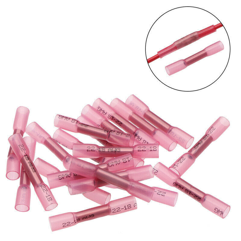 22-14 AWG Heat Shrink Butt Wire Splice Connectors Crimp Terminals 400/200pcs