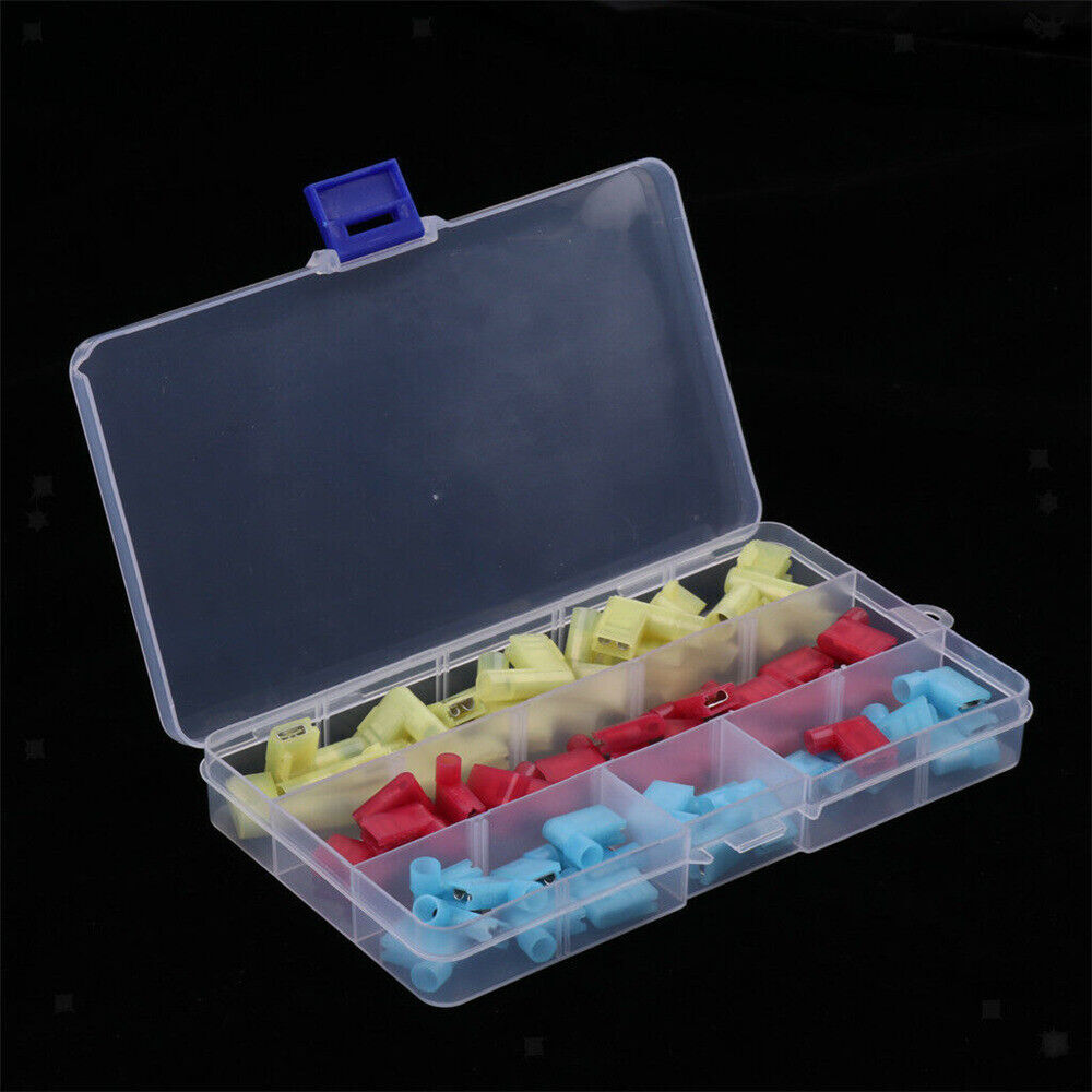 60PCS 90 Degree Right Angle Crimp Flag Spade Female Insulated Terminals Kit