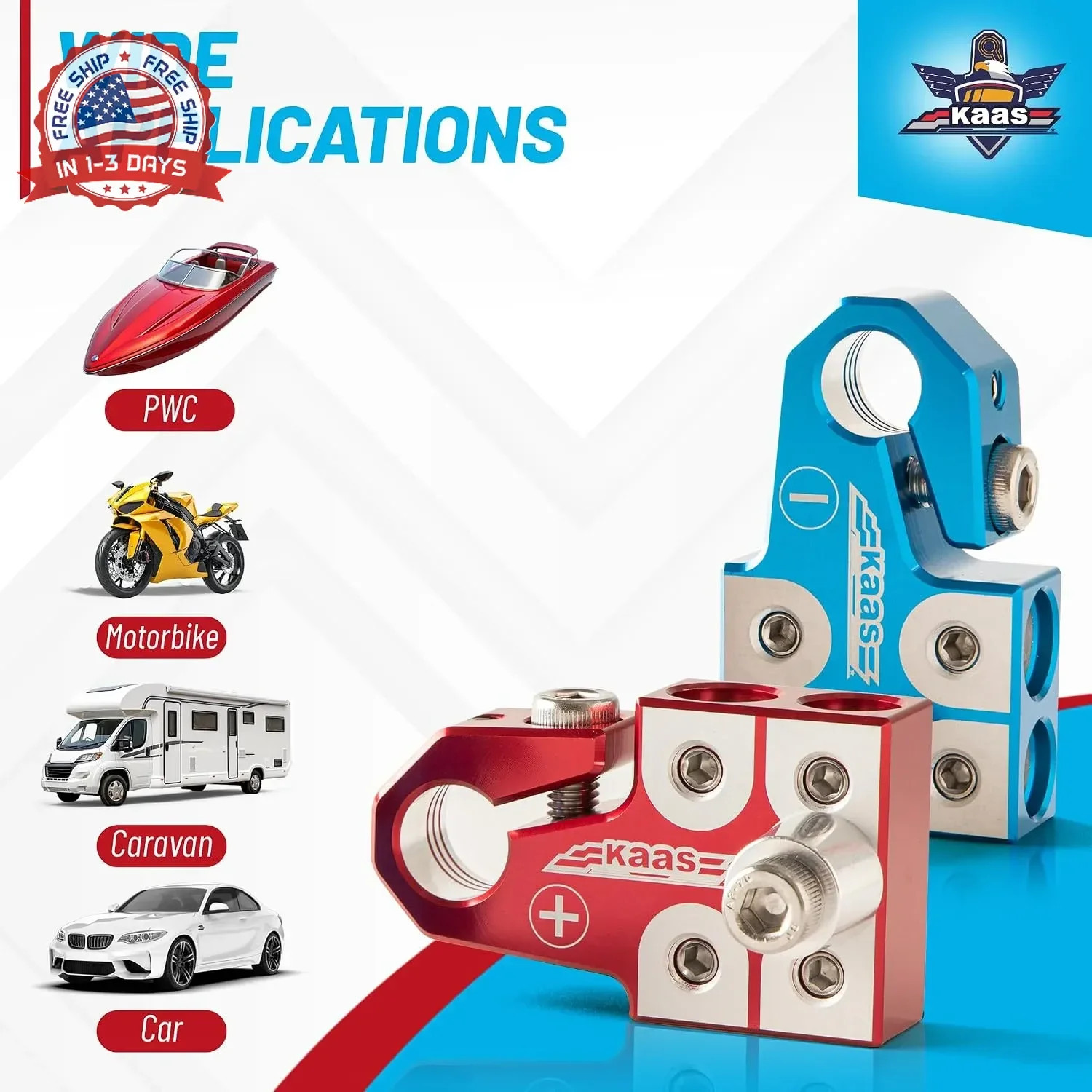 Lead Acid Battery Terminal Clamps, Positive and Negative Set, for SAE/DIN/EN Tap