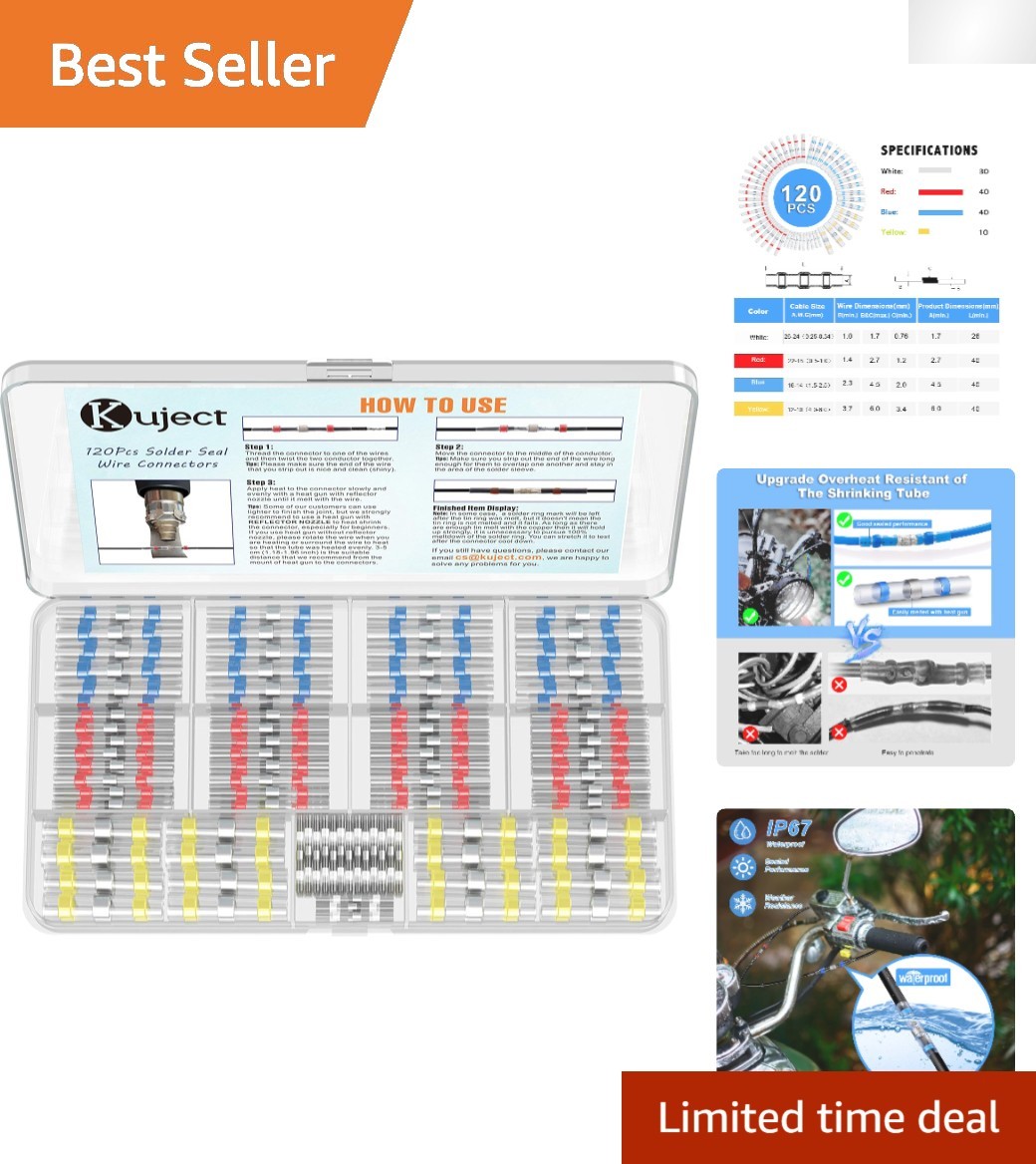 High-Temperature 120 PCS Heat Shrink Connectors – Waterproof for Marine & Auto