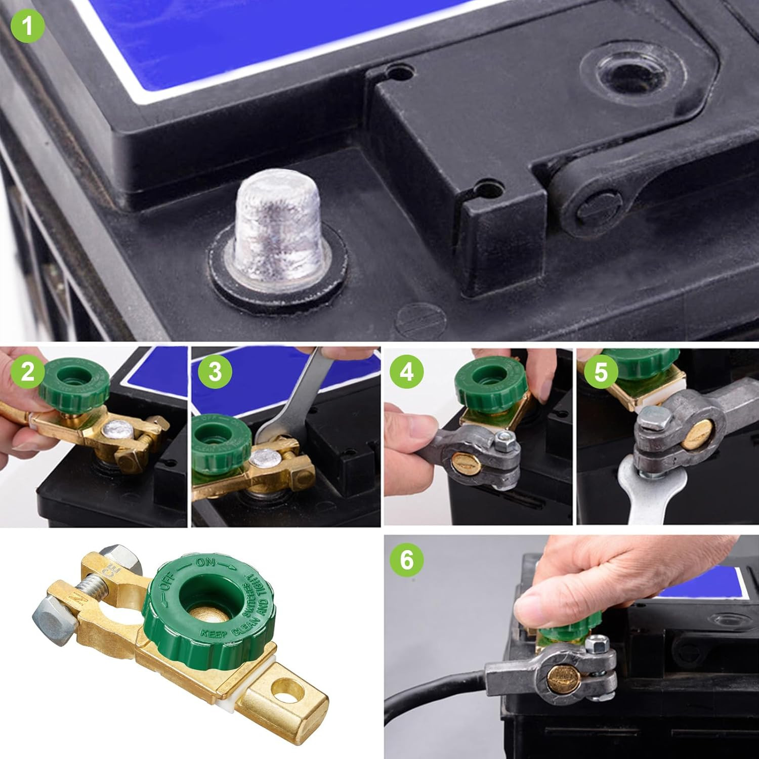 Top Post Battery Master Disconnect Switch (2Pcs) Universal Battery Terminal Lin