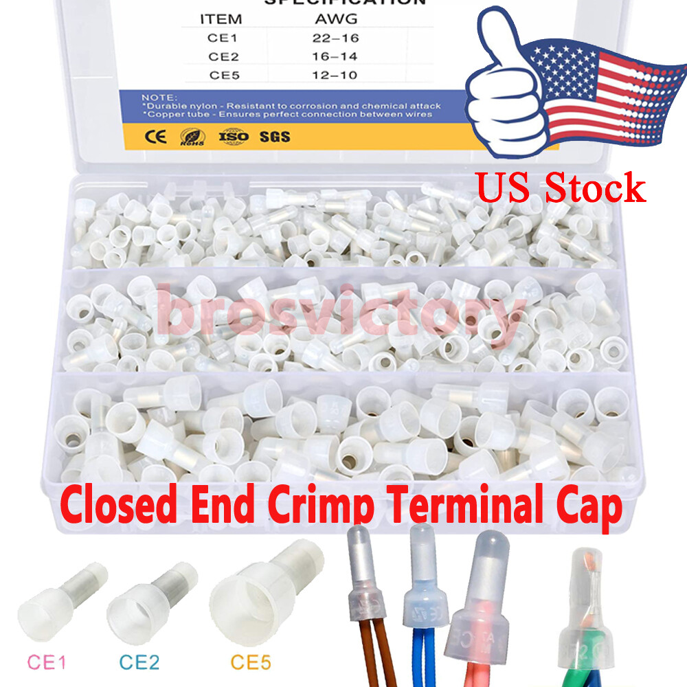 350PC 22-10AWG Closed End Crimp Cap Nylon Closed End Crimp Connector