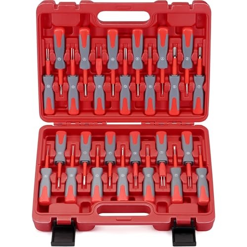 Terminal Removal Tool Kit, 26 Pcs Depinning Tool Pin Removal Tool Kit, Red