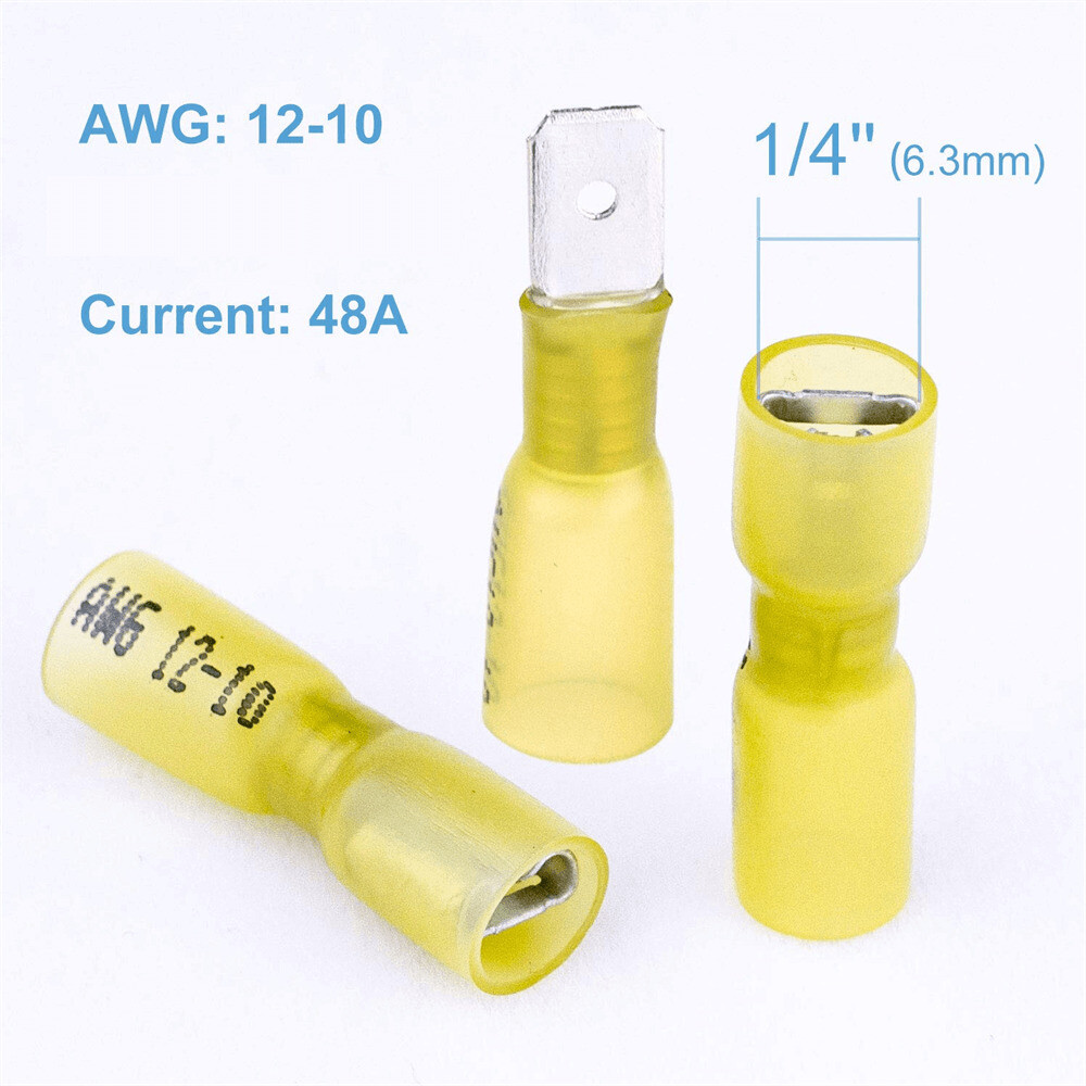 Waterproof Yellow Spade Female/Male Heat Shrink Wire Connector Terminal 10-12AWG