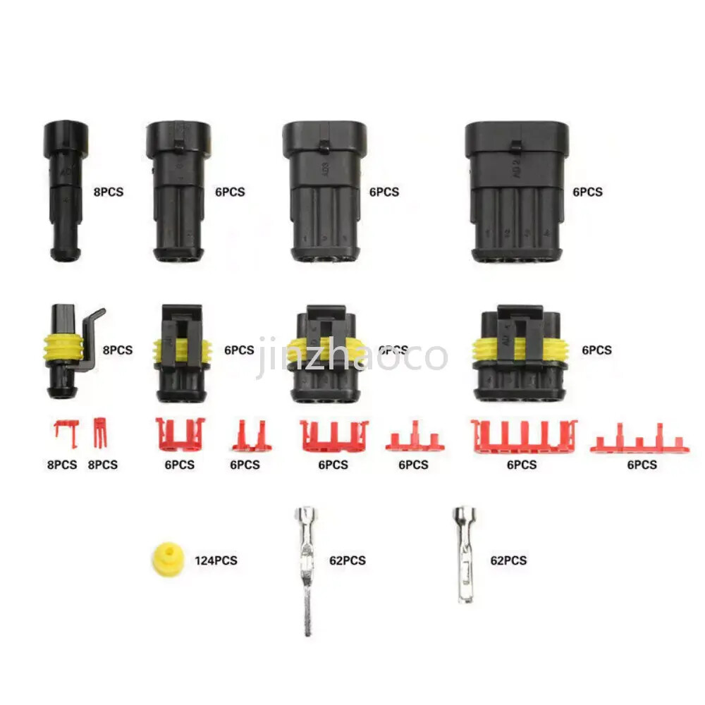 352Pcs 1/2/3/4Pin Way Waterproof Car Auto Electrical Wire Connector Plug Set Kit