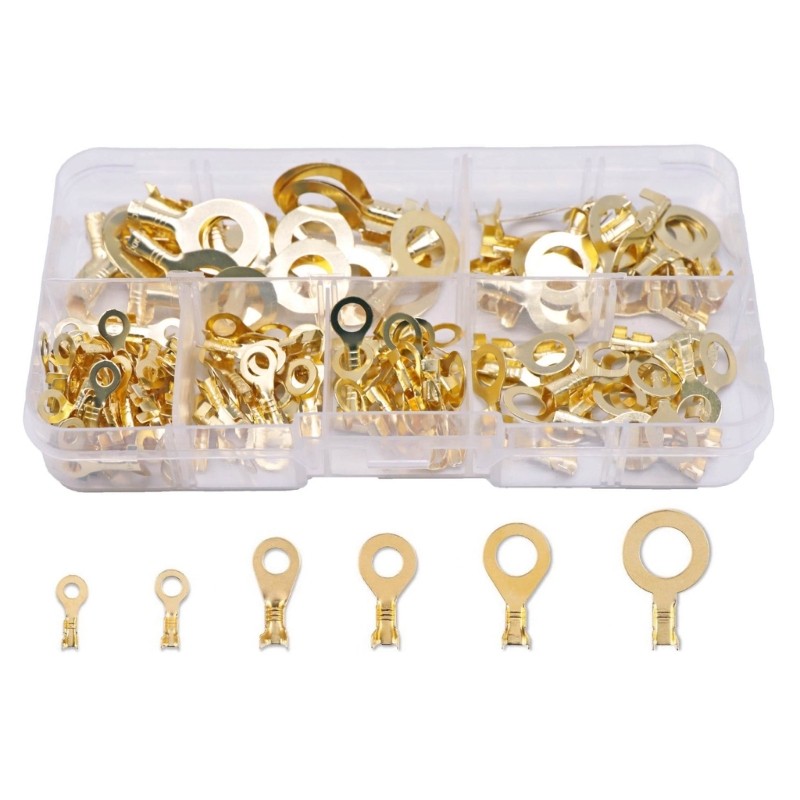 150Pcs None Insulated Rings Terminals for Crimp Solid wire or Stranded wire