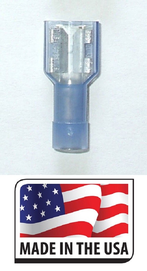 Fully Insulated Nylon 16/14 Gauge 250 Female Blue 100 Pack 1/4″ 250 Made In USA