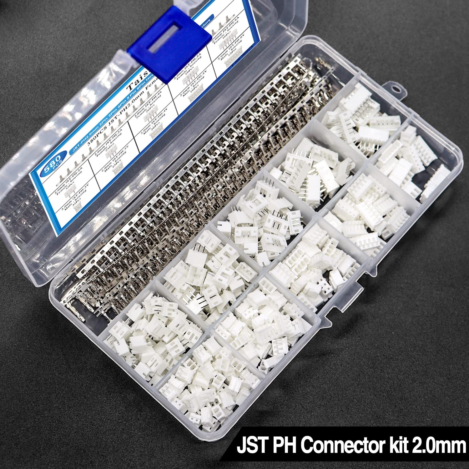 Taiss 580PCS JST PH Connector kit 2.0mm PH2.0 Kit, White