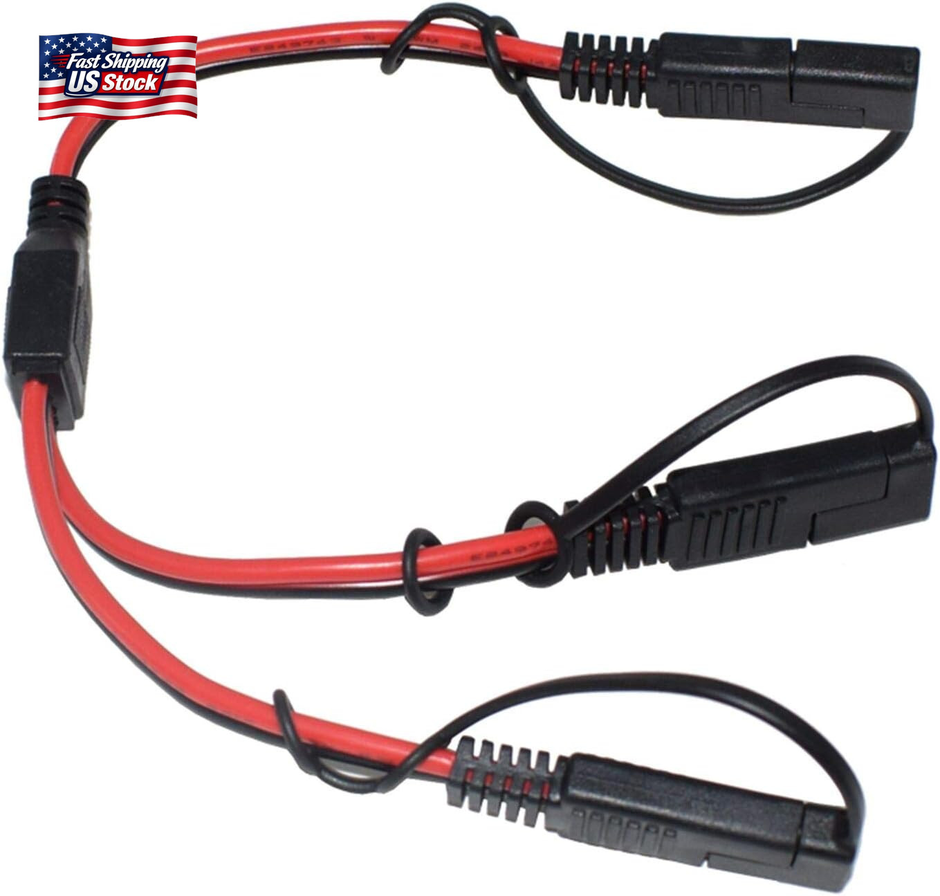 14AWG SAE DC Power Automotive Connector Cable Y Splitter 1 to 2 SAE Extension Ca