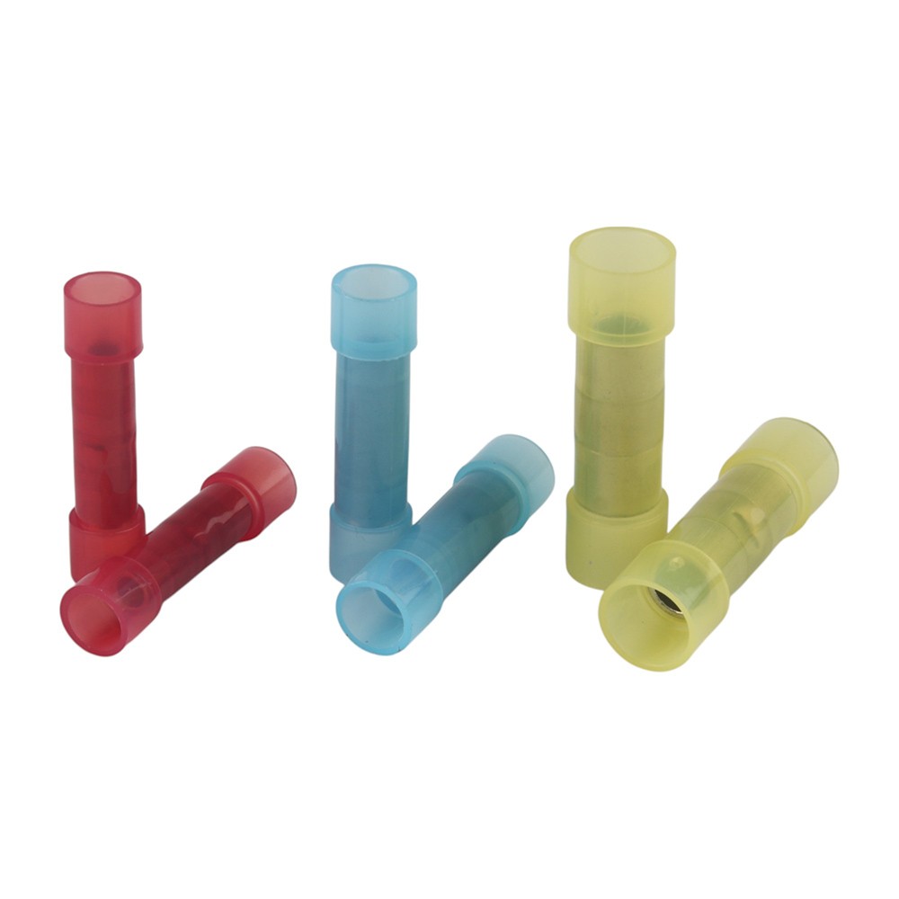 Pack 100/200pcs Nylon Insulated Butt Splice Connectors, Crimp Terminals, Copper