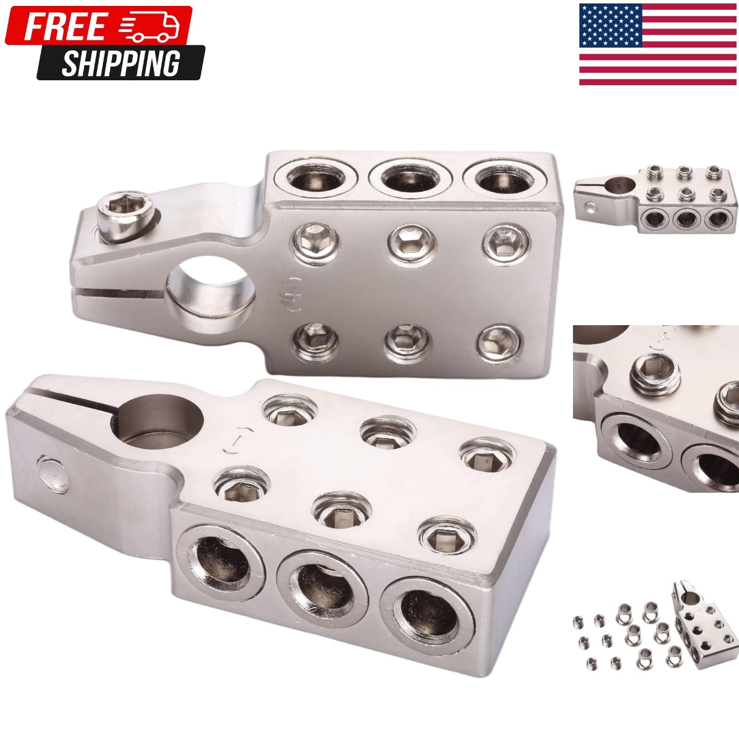 Vgate 6×1/0 Gauge AWG Lead-Acid Battery Terminals Clamp-Positive and Negative