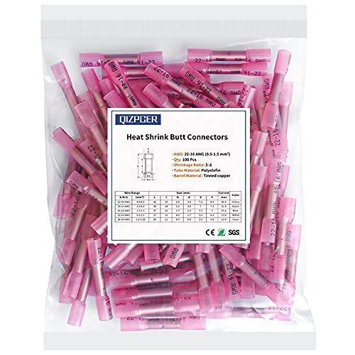Heat Shrink Butt Connectors Waterproof Wire Automotive Electrical Red 100 PCS