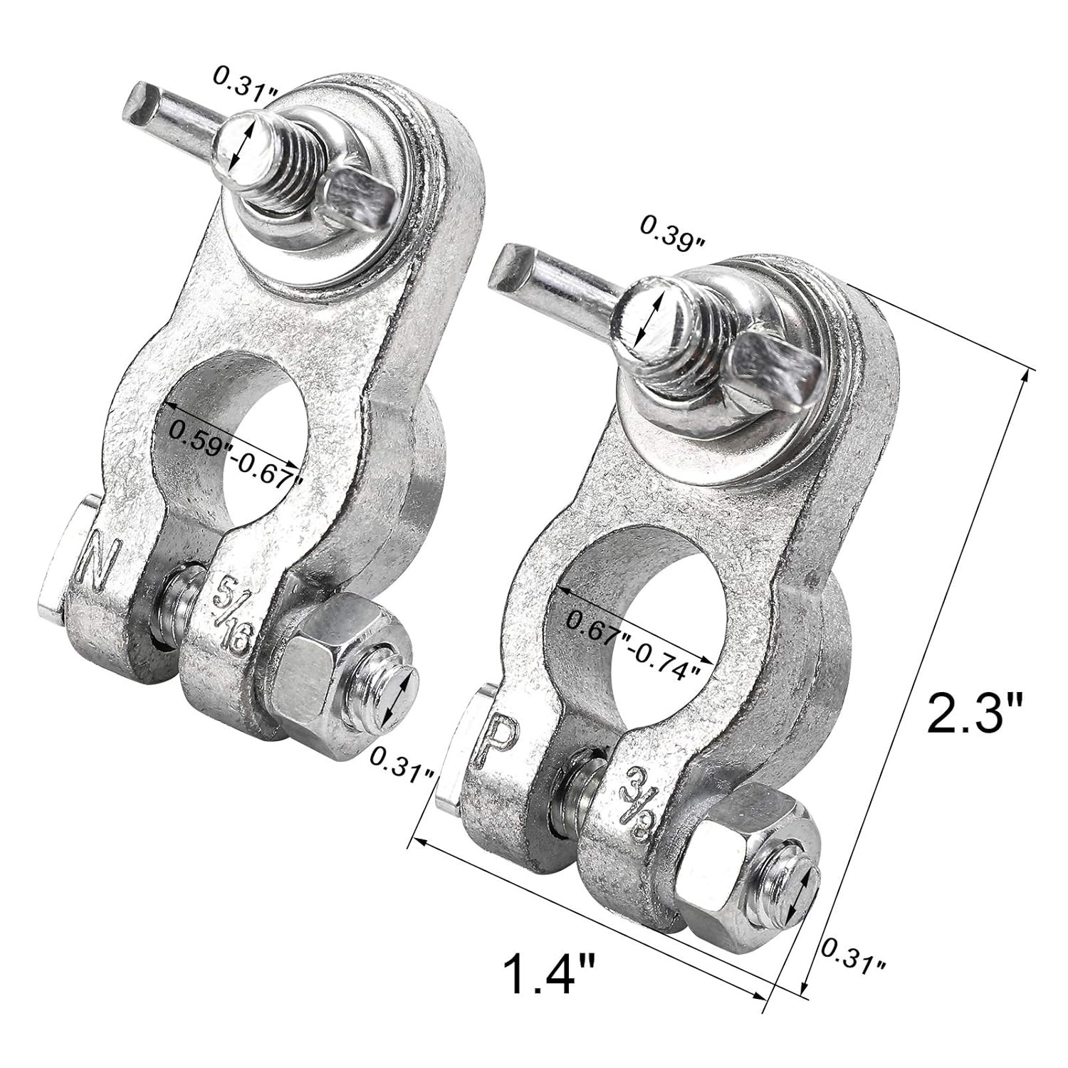 Car Battery Terminal End with Wing Nut Terminal Connectors Zinc-Alloy Clamps for