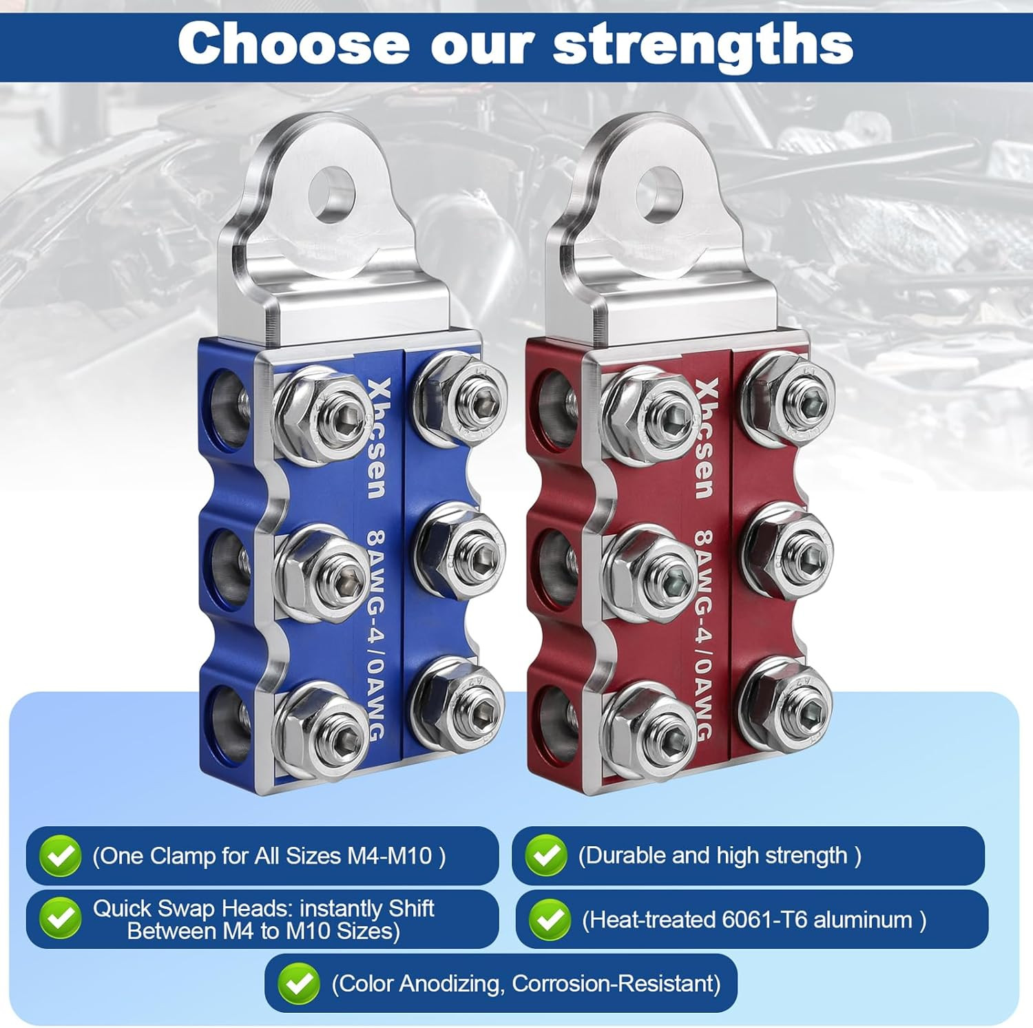 Heavy-Duty 12-Way Battery Terminal Connectors, 8AWG to 4/0 AWG Universal for Cop