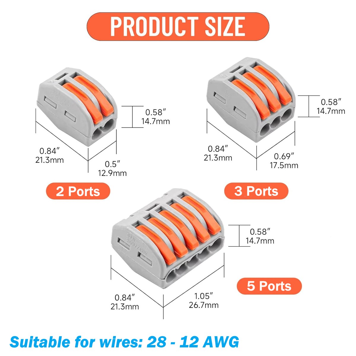30/320X Lever Wire Nuts Assorted Kit 2/3/5 Port Compact Quick Splicing Connector
