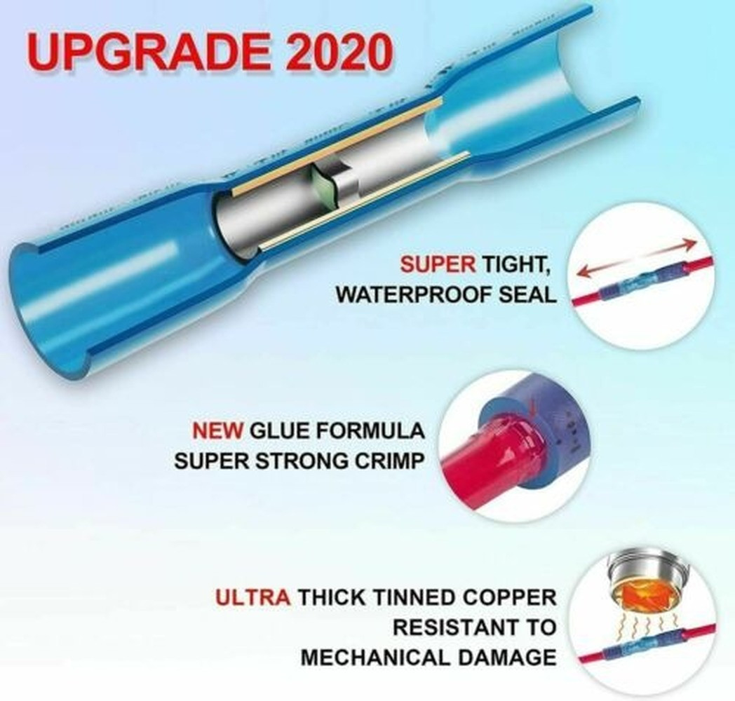 500/300PCS 22-10AWG Heat Shrink Butt Wire Splice Connectors Seal Crimp Terminals