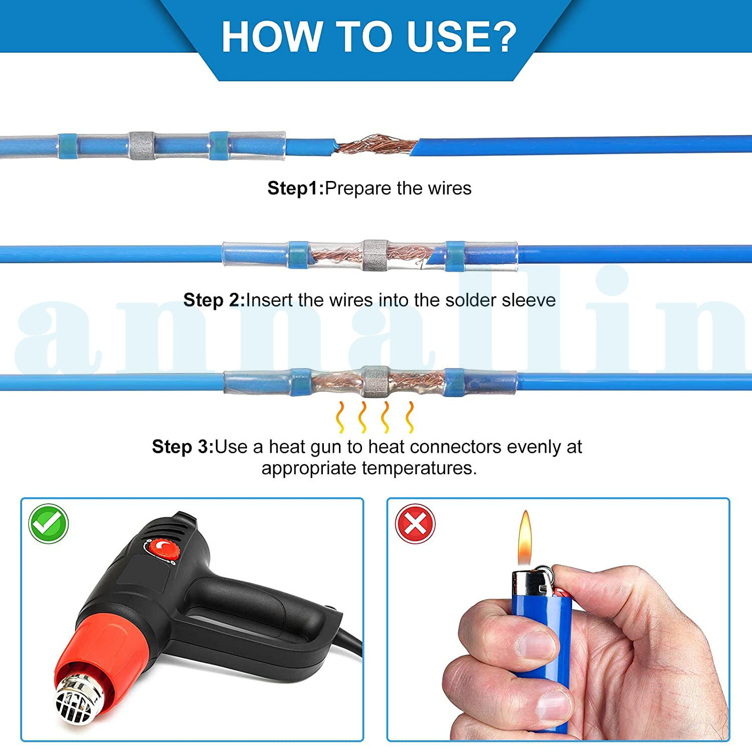 300 Solder Seal Sleeve Heat Shrink Butt Wire Connectors Terminals Waterproof KIT