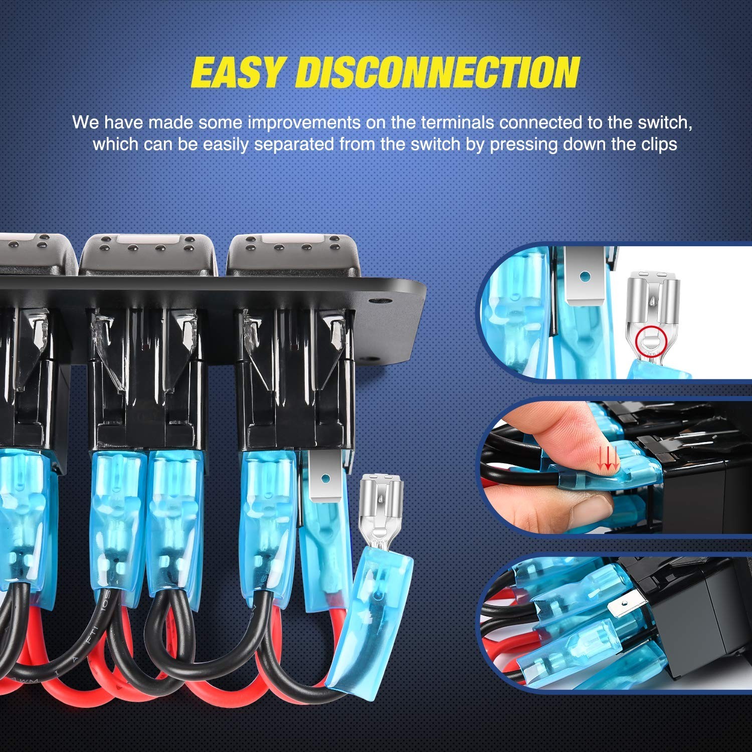 16AWG LED Light Bar Wiring Harness Kit 12V On/Off 2 Gang Rocker Switch Panel Pow