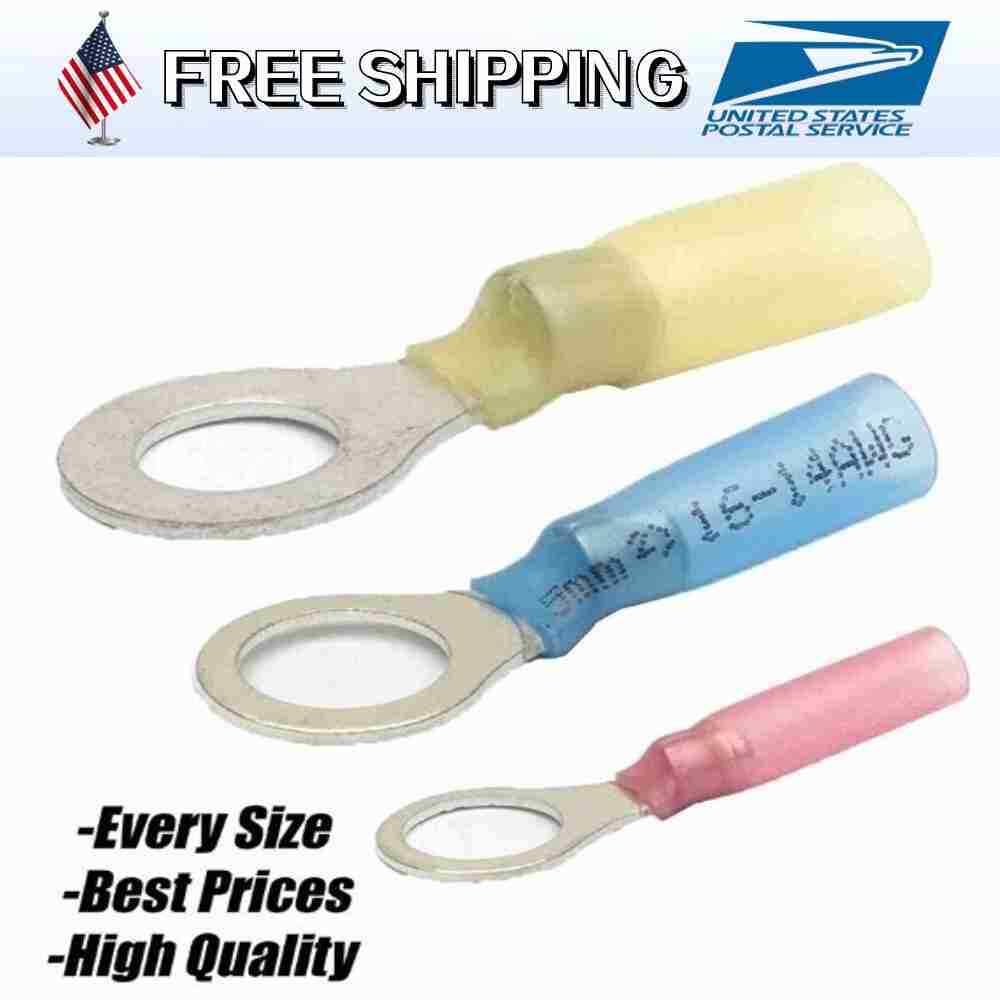 Wire Crimp Connectors Waterproof Heat Shrink Ring Terminals 22-10 AWG US