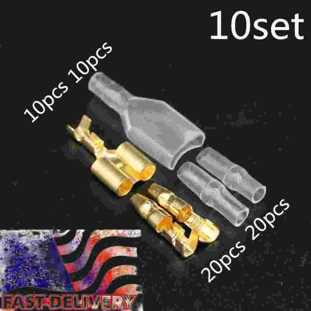 10 Sets 4.0mm Bullet Male Female Double Motorcycle Brass Wire Connector Terminal