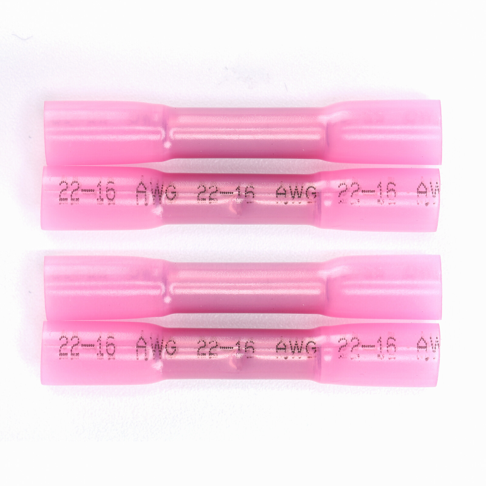 100Pcs 22-16AWG Red Heat Shrink Wire Butt Connectors Waterproof Splice Terminals