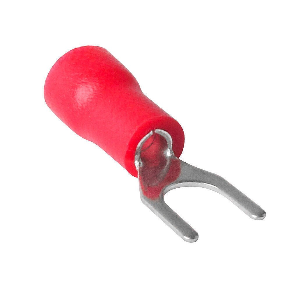 50-1000pcs Red #8 Fork Spade Terminals Insulated Crimp 16-22 AWG Wire Connectors