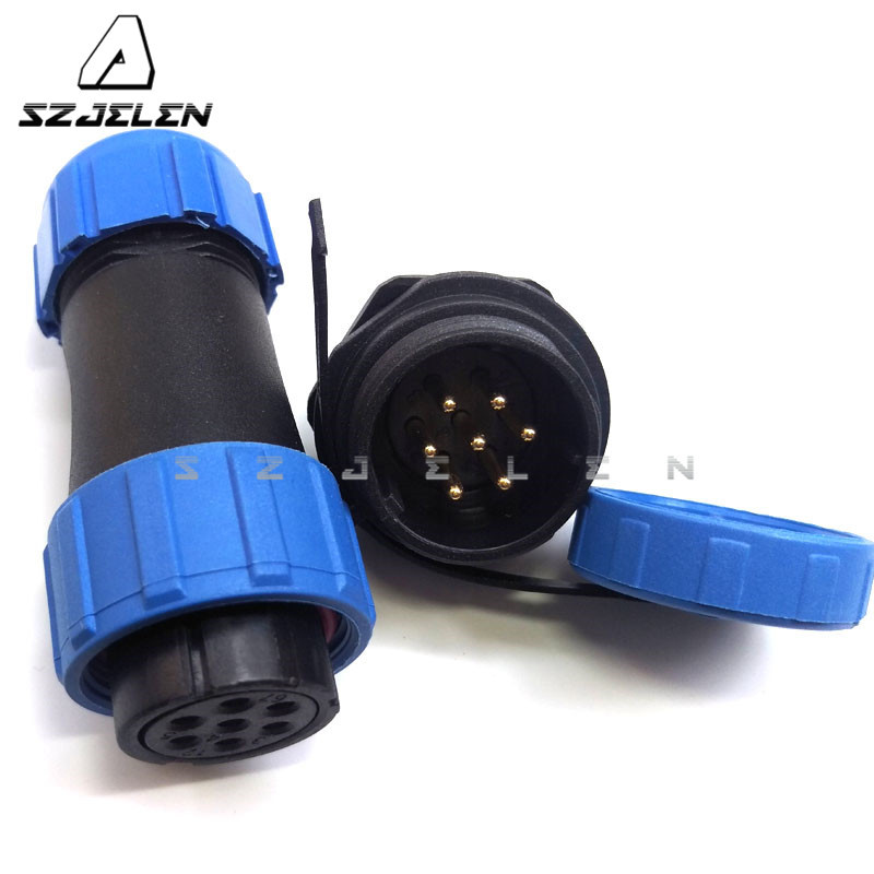 SP21 7pin waterproof connector,15A power wire cable connector male and female