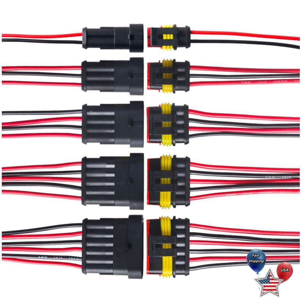18AWG 2/3/4/5/6 Way Car Waterproof Male Female Wire Cable Connector Plug 2/4Sets