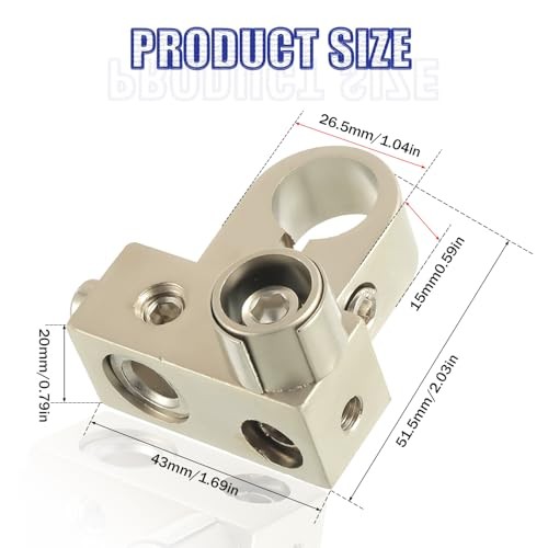 BOJACK BTO Solid Brass Positive Negative Battery Terminals with Adaptor