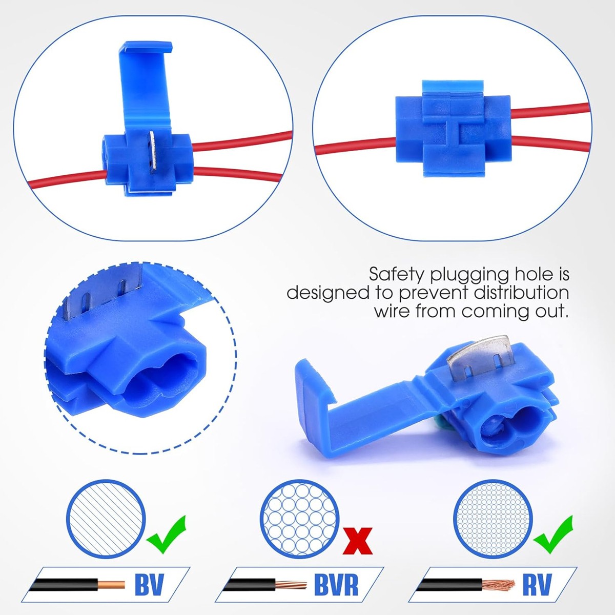 50/400PCS 22-10 AWG Solderless Quick Splice Snap Wire Connectors Crimp Terminals