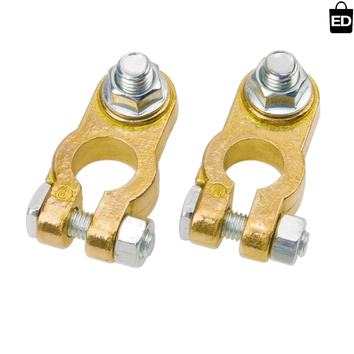 Universal Brass Battery Terminal Connectors Top Post Clamp Set for Car RV Boat T